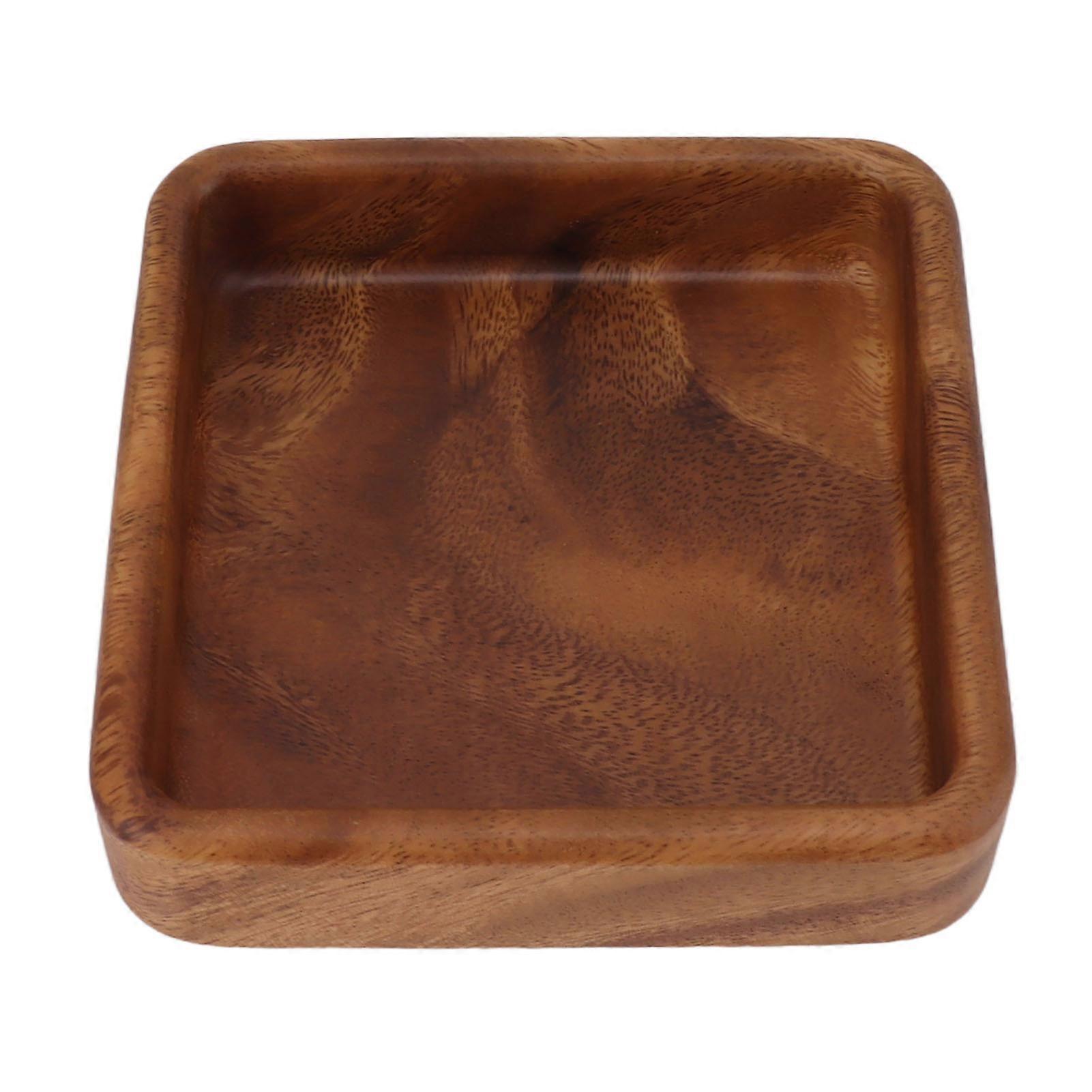 Walnut Fruit Plate, Elegant Smooth Textured Wooden Serving Tray for Snack, Fruit, Nuts, Kitchen Utensils, Square 15 x 15 cm
