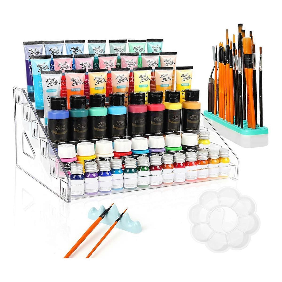 6-Layer Acrylic Paint Storage Box with Paint Brush Holder