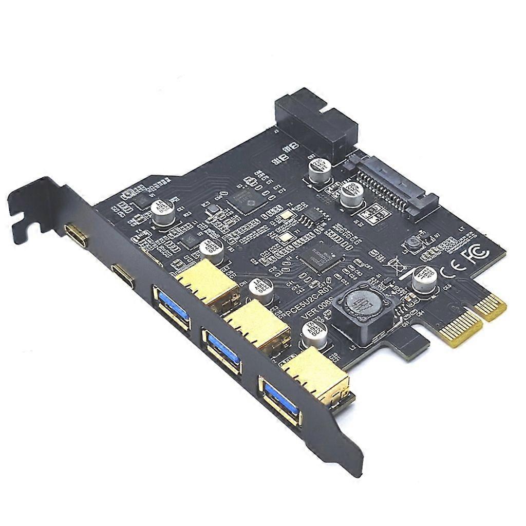 بطاقة USB 3.0 PCI-E Riser - محول مضاعف USB 3.2 Gen2 من النوع C لأجهزة الكمبيوتر