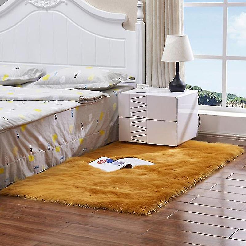 Rektangel Dekorativ Fluffy Tæppemåtte Skridsikker Sofa Soveværelse Shaggy Gulvtæppe