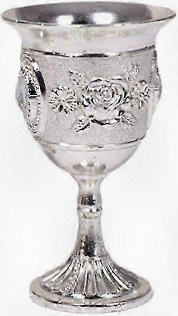 זכוכית יין אלגנטית משובצת אבני חן מסגסוגת לשימוש ביתי בבר או במסיבה - עיצוב כסף פרחוני