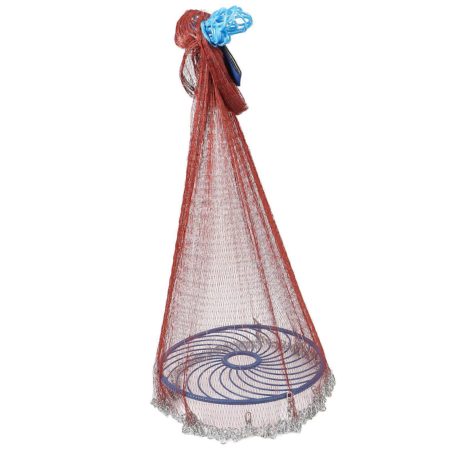 Fishing Cast Net High Strength Hand Throwing Chain Sinking Fishing Net with Flying Disc for Pond Lake