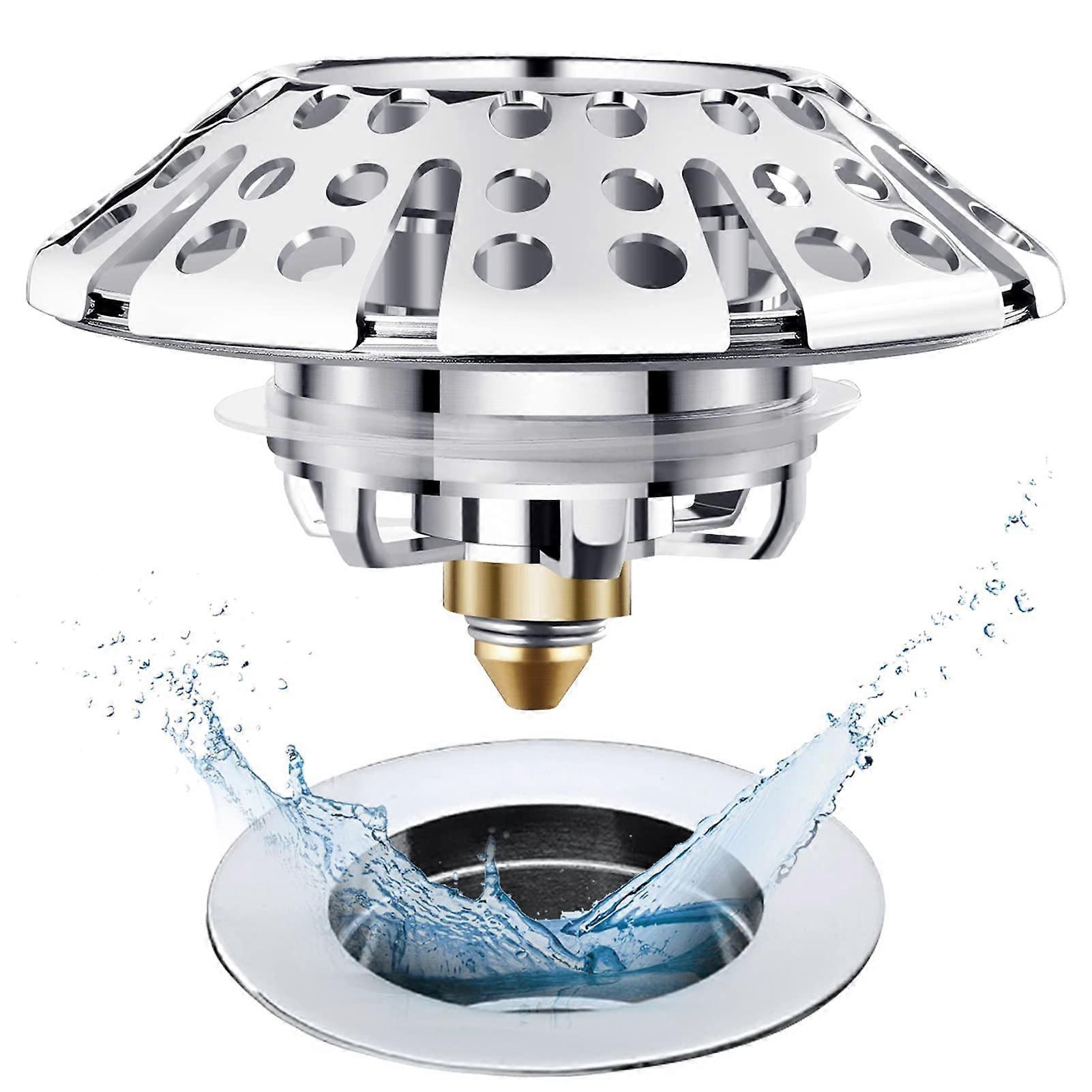 Universal Tub Stopper Bathtub Drain Plug Compatible with Strainer 1-3/8 to 2 Inch Bath Drain Hole Adjustable Rubber Seal