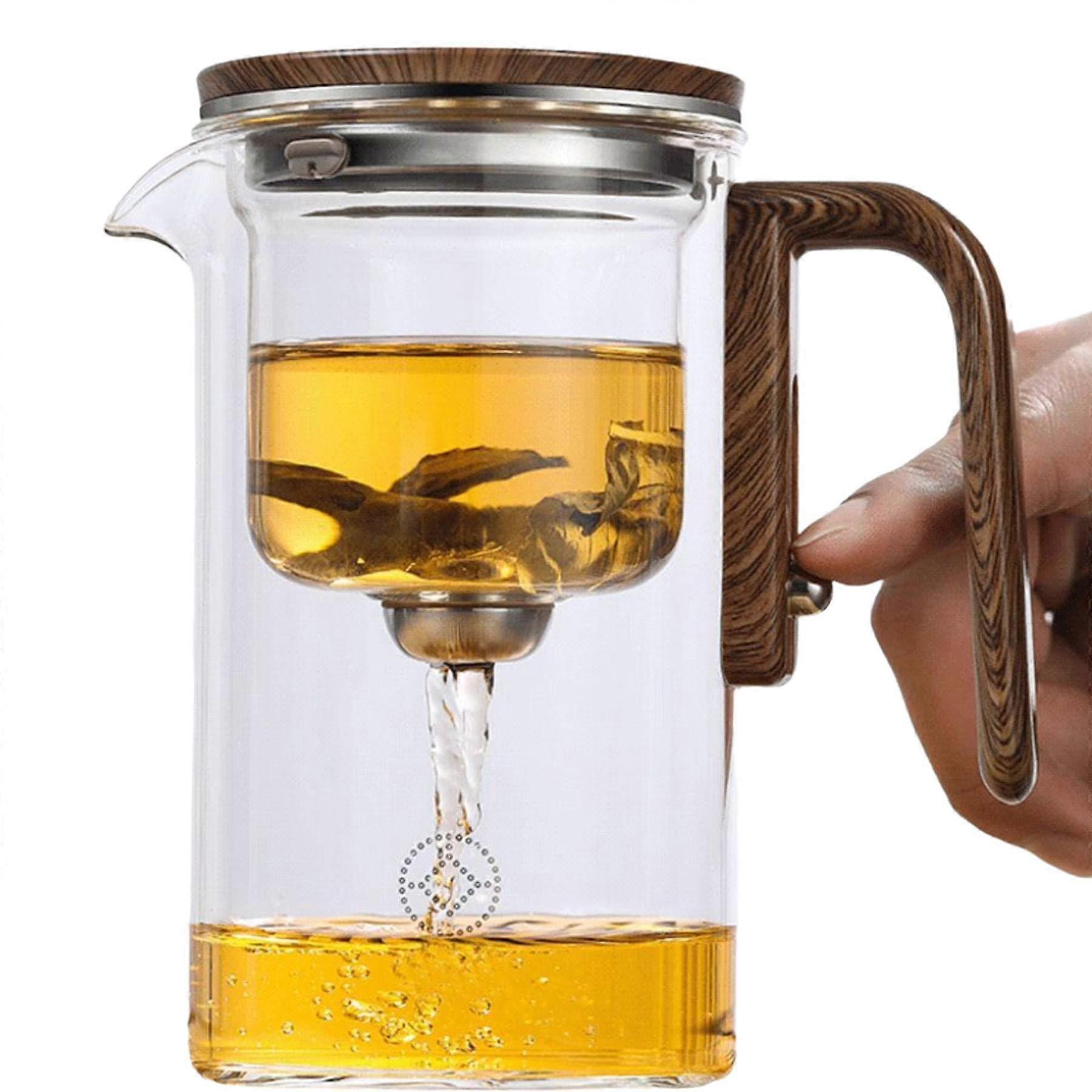 Enchanti Tea Pot, Water Separation Glass Teapot with Wooden Handle, Witchcraft Teapot, Magical Teapot