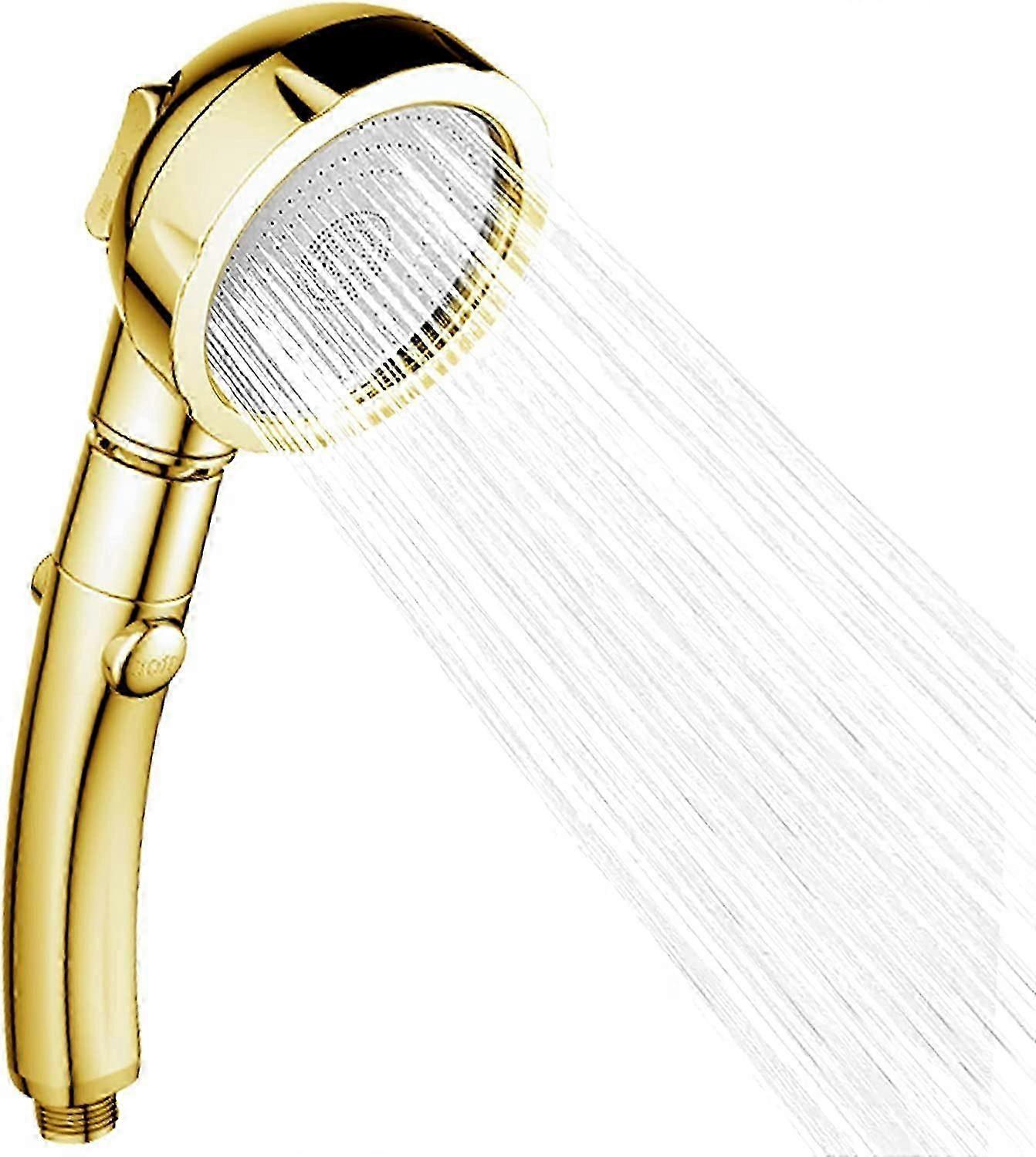 Duschkopf, Hochdruck-Wasserspardusche, Handbrause aus Edelstahl, Handbrause, universelle 3-Modus-Funktion, Chrom (Gold)