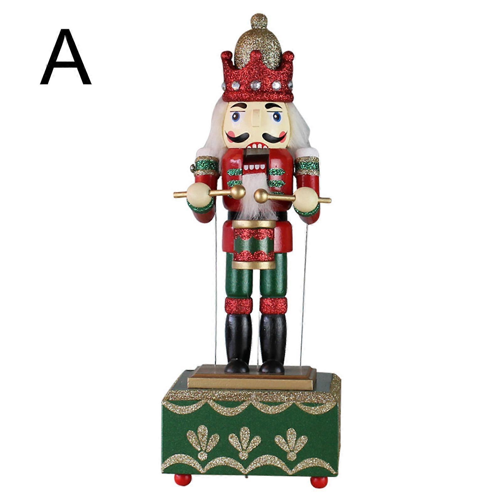 Animated Musical Nutcracker Shape with Drum Music Box  Desktop Decoration