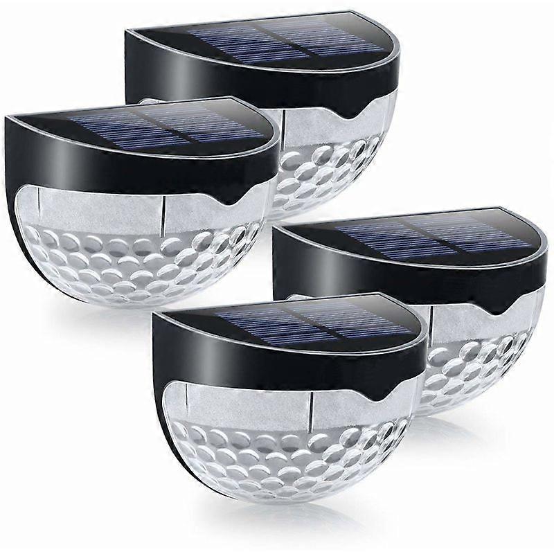 4Pcs LED Solar Fence Post Lights, Semi-Circular Design, Decorative Wall Deck Lighting with Installation Screw Accessories, Black
