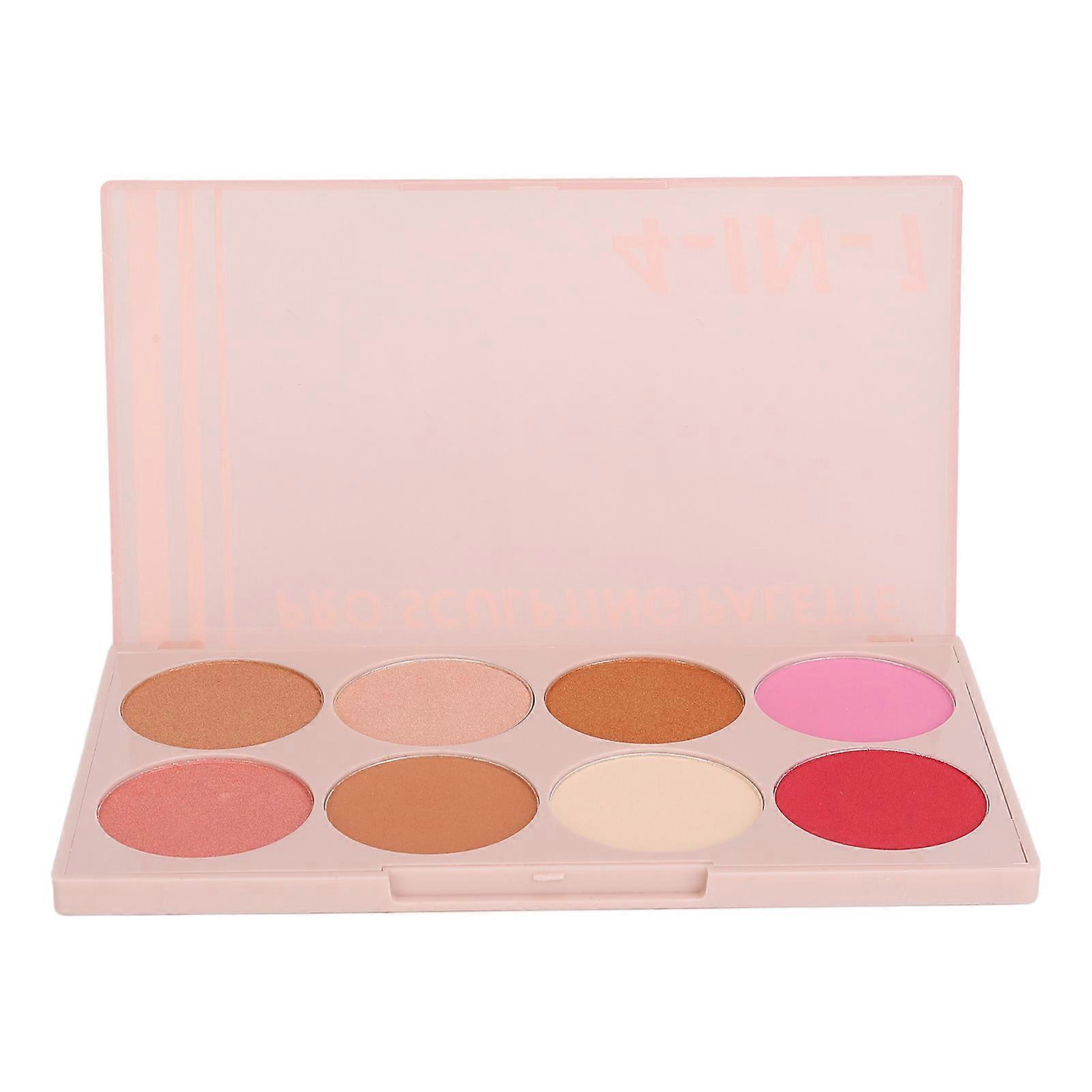 4 in 1 Blush Highlight Contour Palette Delicate Power Texture Glitter Matte 8 Colors Makeup Palette