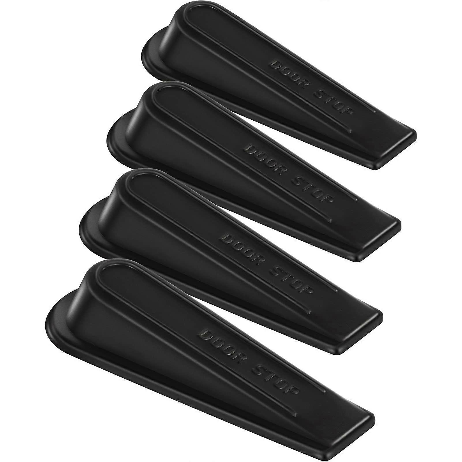 Rubber Door Stopper Wedge Sturdy and Stackable Door Stop, Multi Surface Fit Design, for Gaps up to 1.2 Inches, 4 Pack, Black
