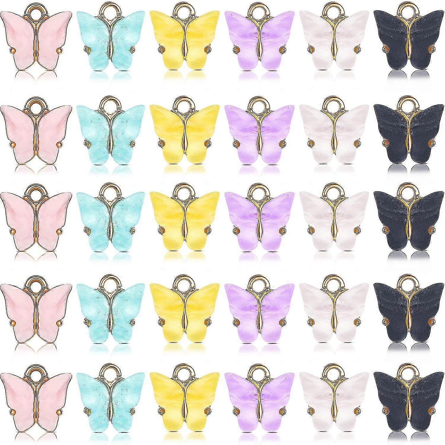 30ピースバタフライチャームアクリルバタフライペンダントブレスレットバタフライペンダントチャームジュエリーネックレスブレスレットイヤリングクラフトアクセサリー