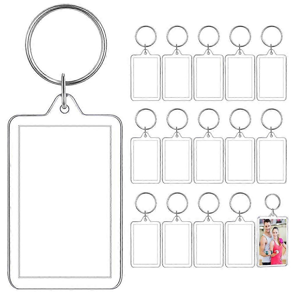 16pcs Acrylic Photo Frame Key Rings Clear Blank Picture Frame Key Chain