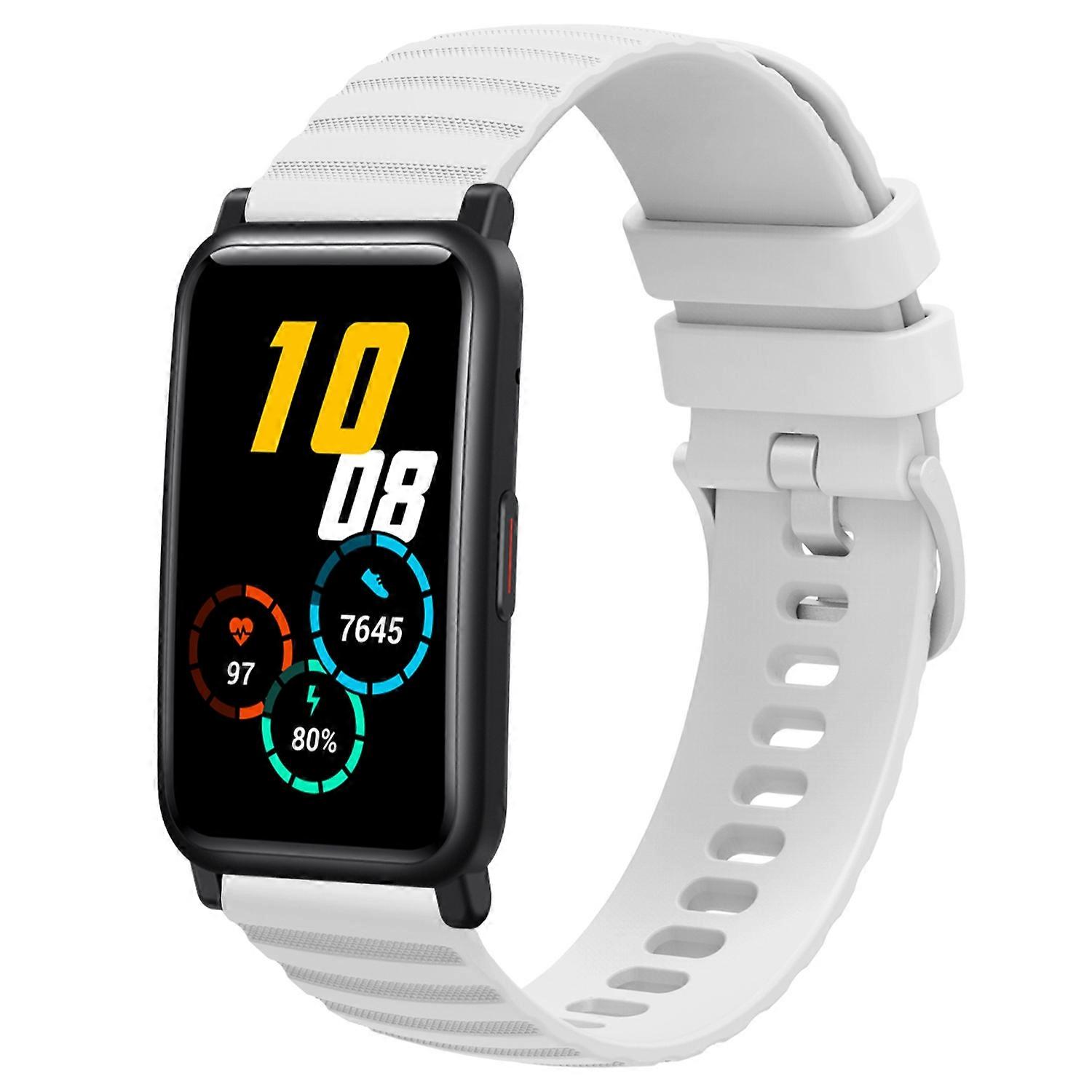 For Honor Watch ES 20mm Wavy Dot Pattern Solid Color Silicone Watch Band