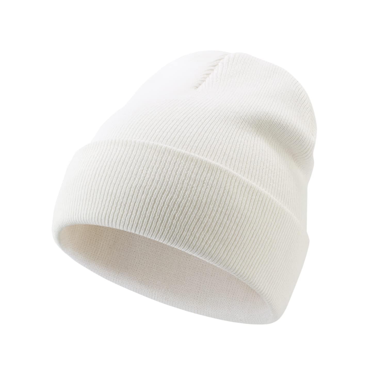 Sombrero de punto Manguito de algodón Gorro de calavera cálida gorra-blanco