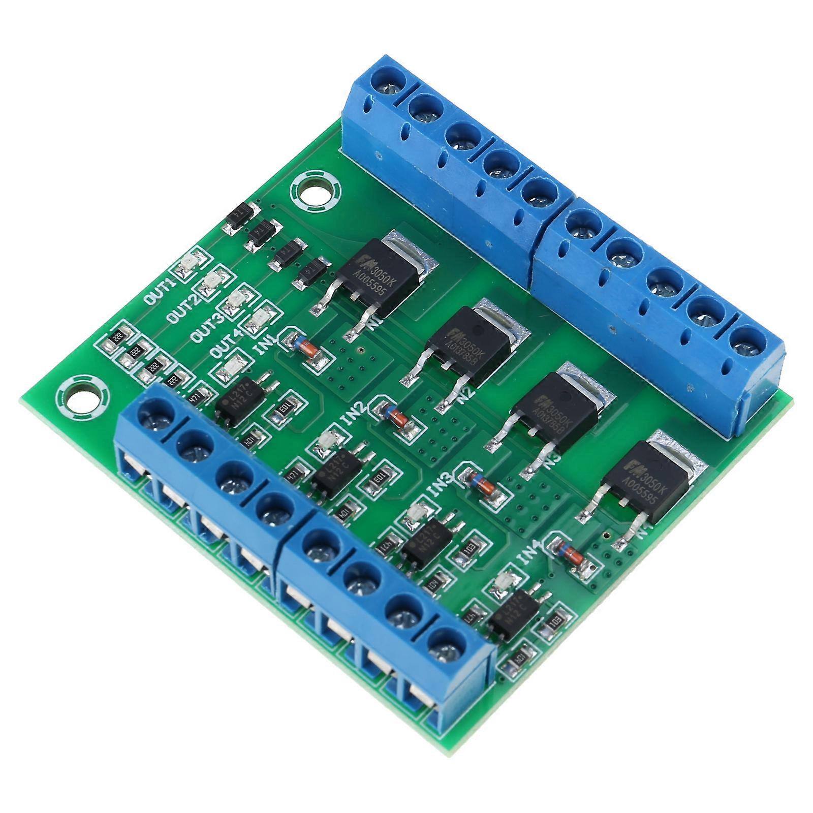 Four Way MOS Tube FET Module PLC Amplification Circuit Board Drive Module Optocoupler Isolation for DC Interference Immu