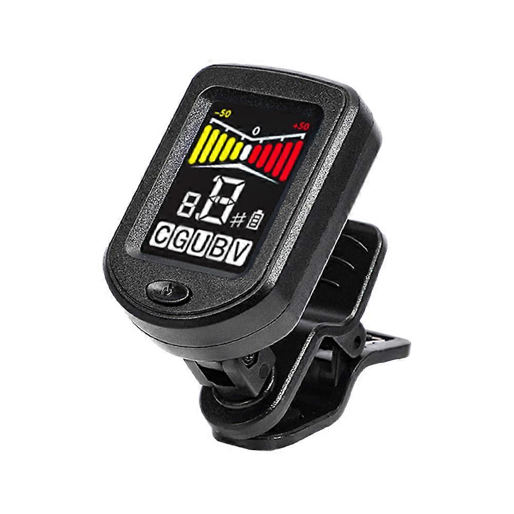 Clip-On Guitar Tuner with LED Backlight, Foldable Silicone Clip, 32x47x50mm