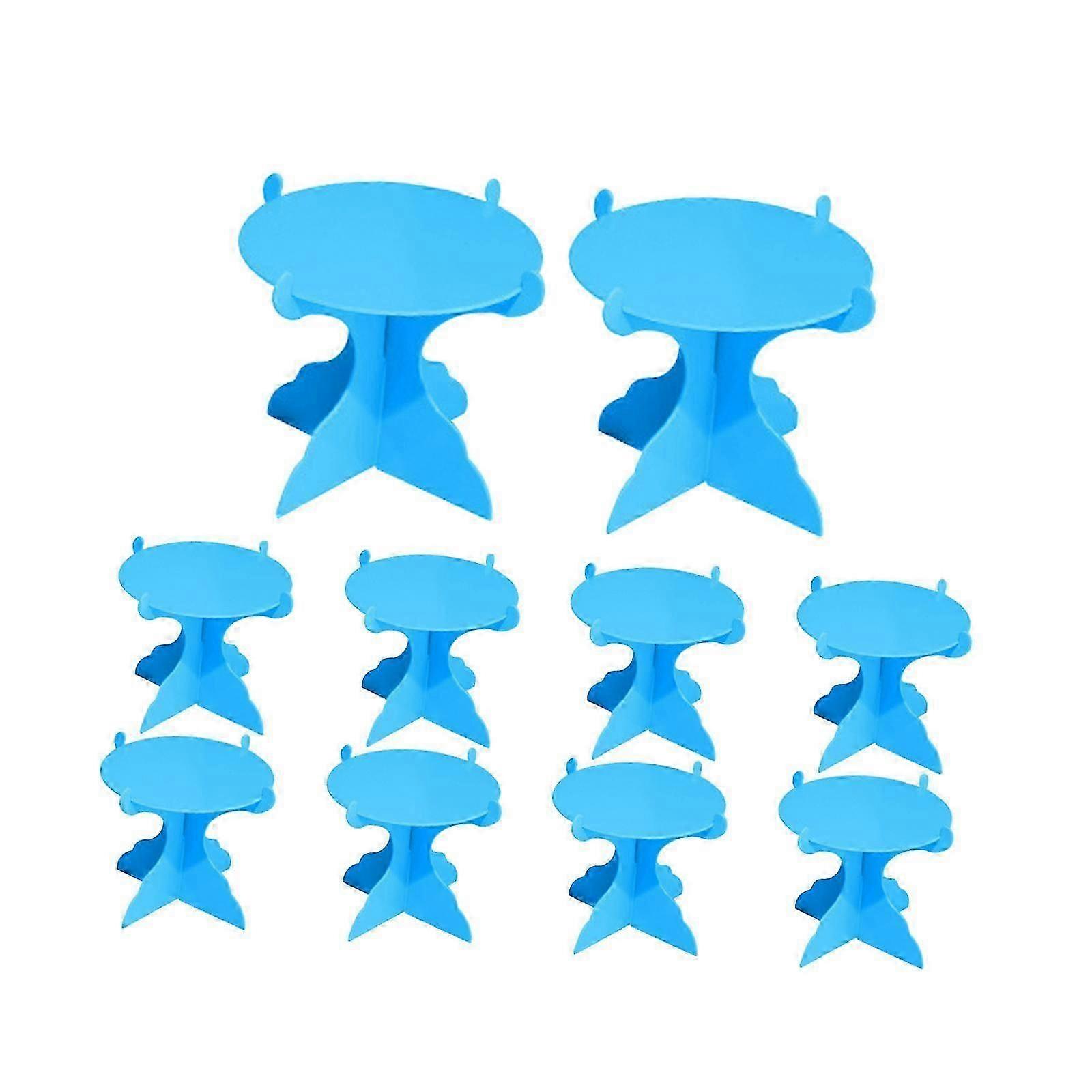 Blue Cake Stand Cosmetic Organizer and Candy Display Plate for Wedding and Birthday Table
