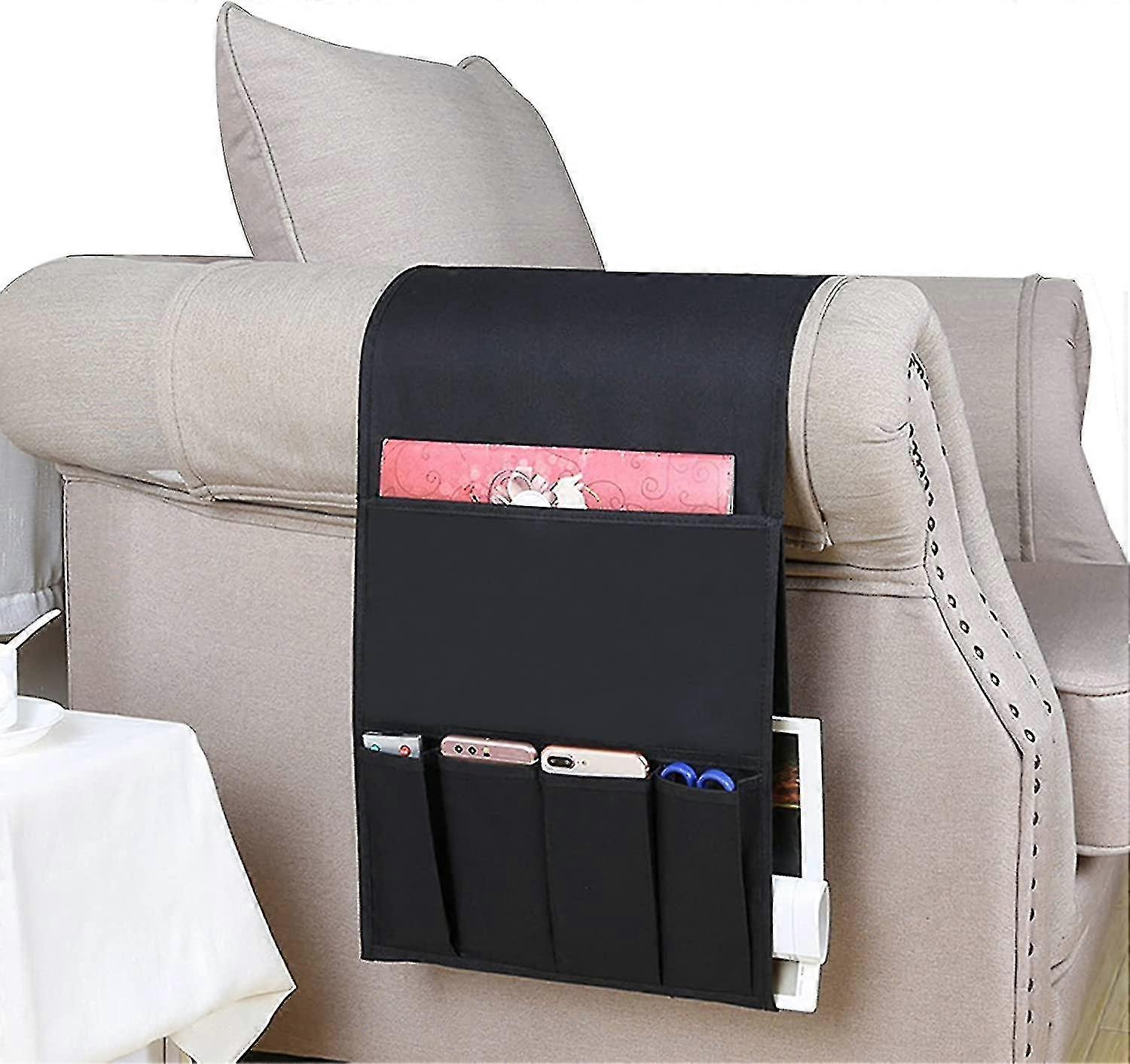Waterproof Non-slip Sofa Armrest Caddy with 6 Pockets for Remote, Phone, Tablet