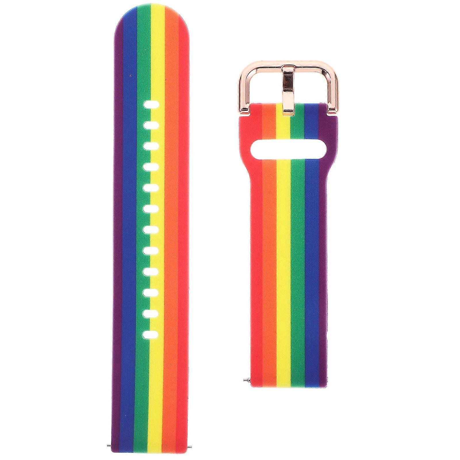 a refined and professional product description based on your input:
**Printed Rainbow Silicone Watch Band for Smartwatches – Unisex Replacement