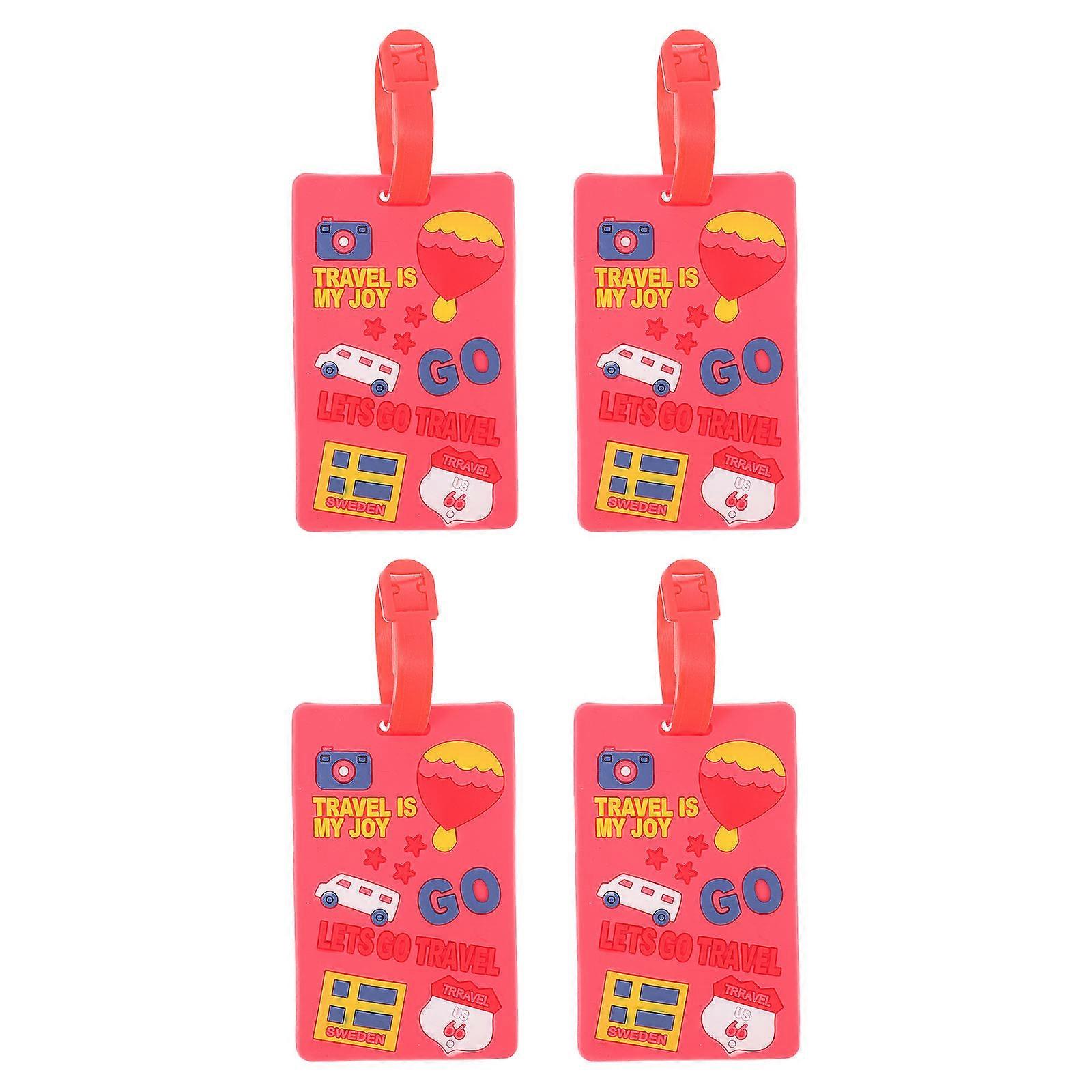 Soft Luggage Tags Reusable Labels Creative Cartoon Design for Airplane Journey 10X65cm Watermelon Red 4Pcs Silicone