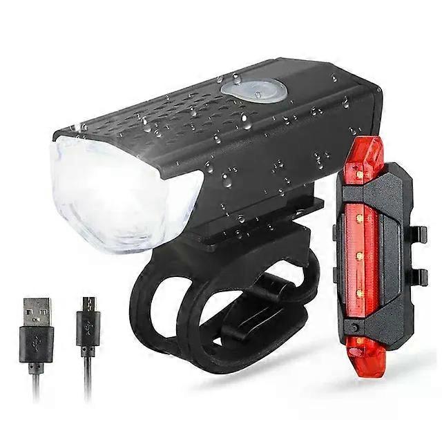 Bicycle Parts Bike Bicycle Light USB LED Rechargeable Set Mountain Cycle fore Back Headlight Lamp Flashlight Bike accessories