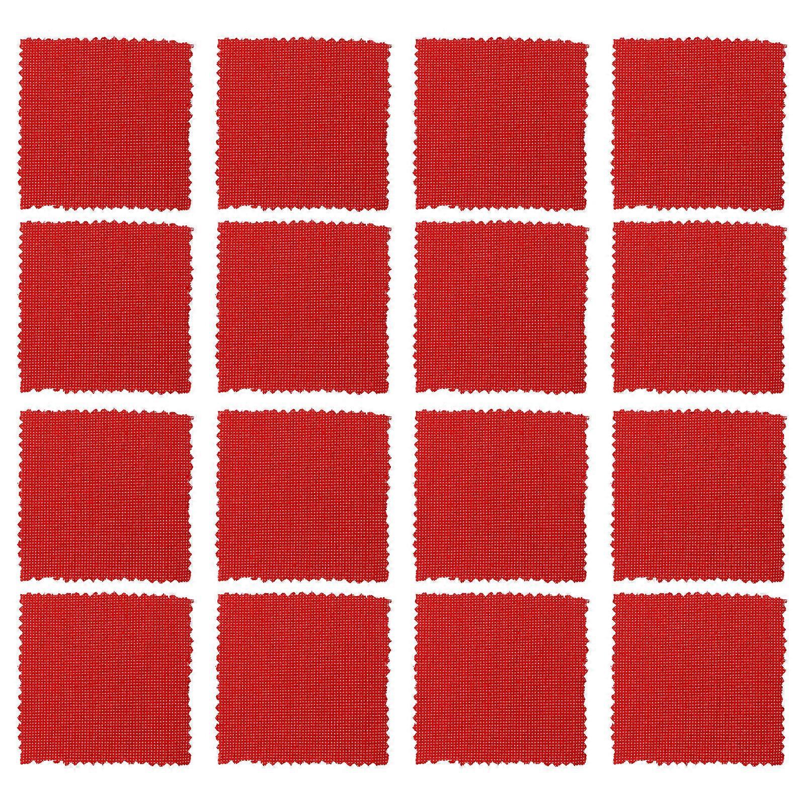 Handcraft Fabric Cross-Stitch Fabric Needlework Accessory DIY Crafts Red 11.5X11.5cm Square 20Pcs