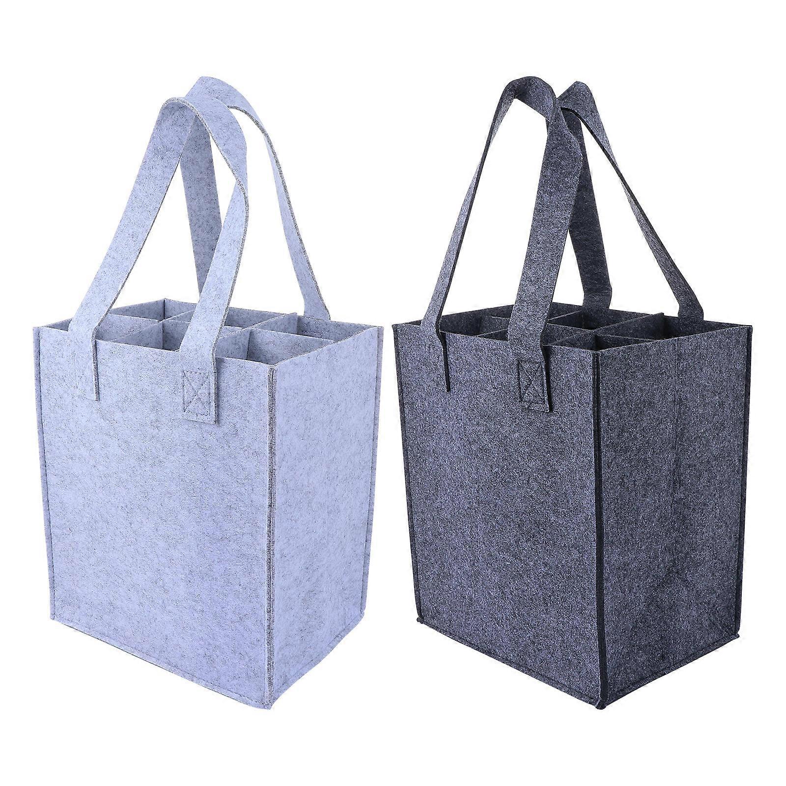 Portable Felt Bag Wine Tote Pouch Wear-Resistant Rectangular For Outdoor Use 2Set