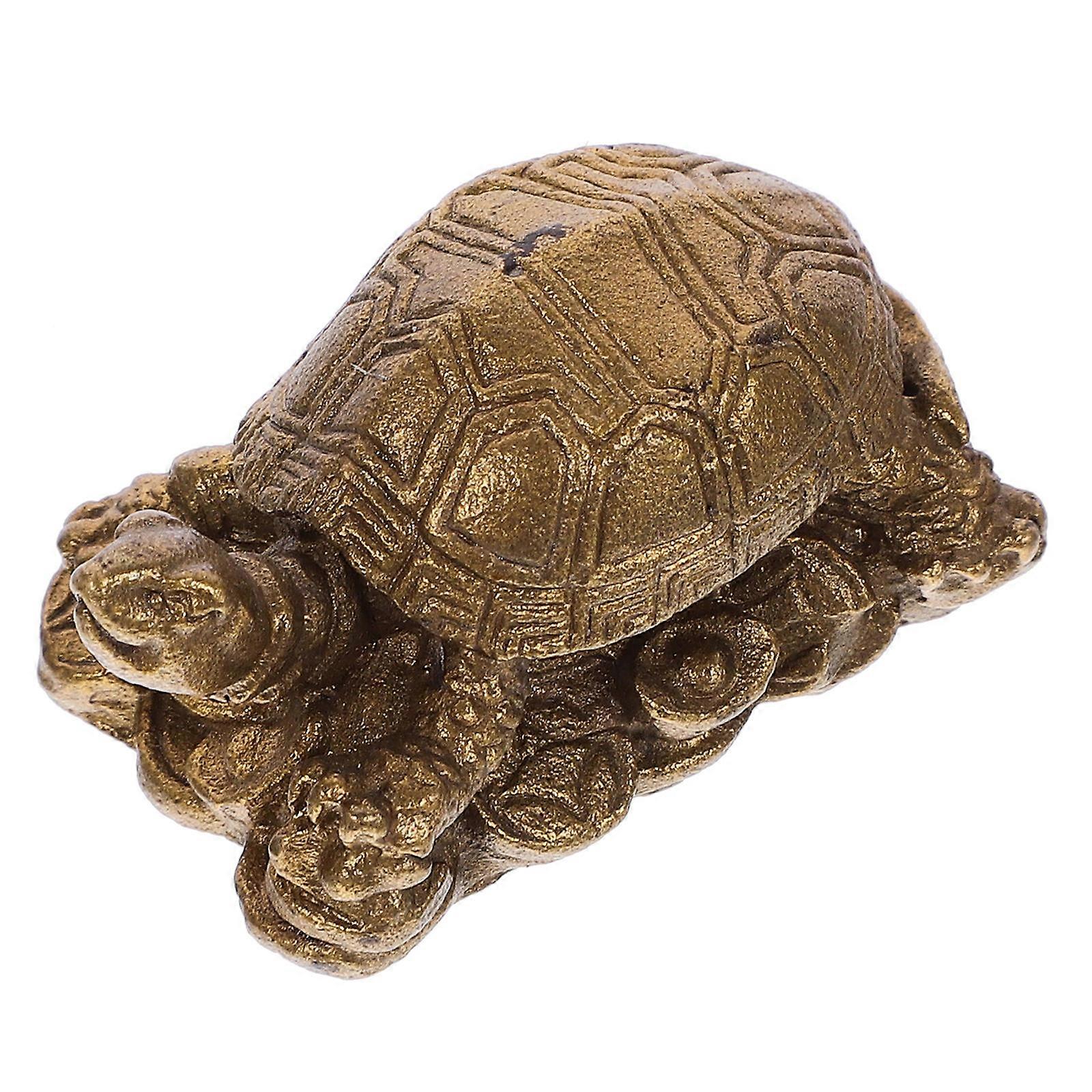 Golden Copper Dragon Turtle Decor for Office Desktop Decor with Compact Size and Stable Bottom 4.5 Inches