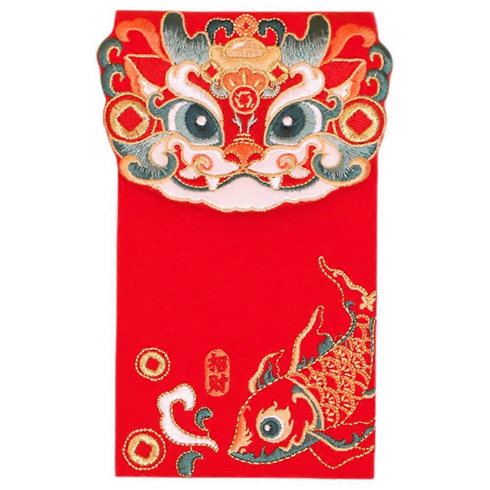 Chinese Style Red Packet Embroidery Red Packet Spring Festival Supplies Rectangular Shape For Children 1Pcs