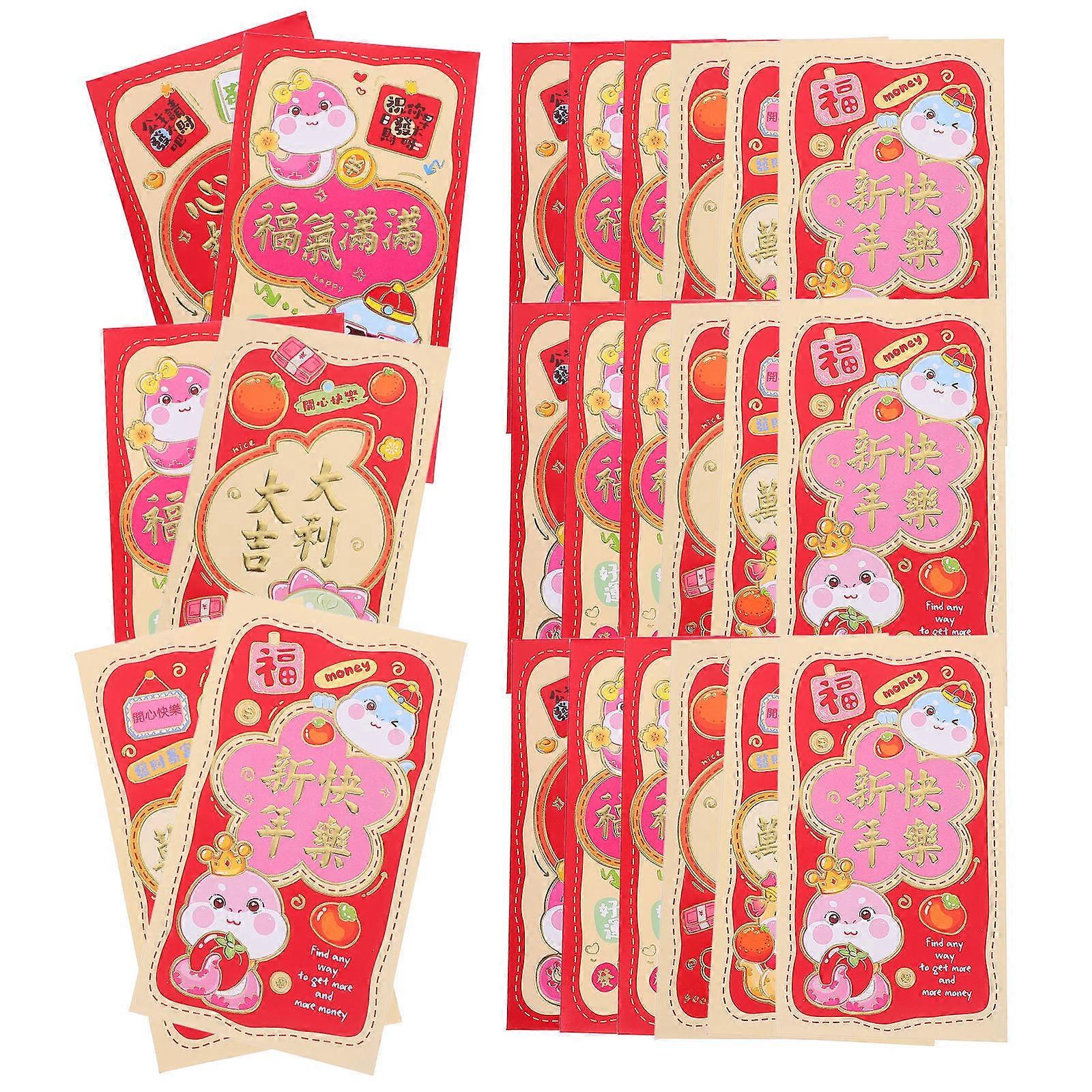 Money Pouch Rectangular Shape Spring Festival Celebration Red Paper Material 30Pcs