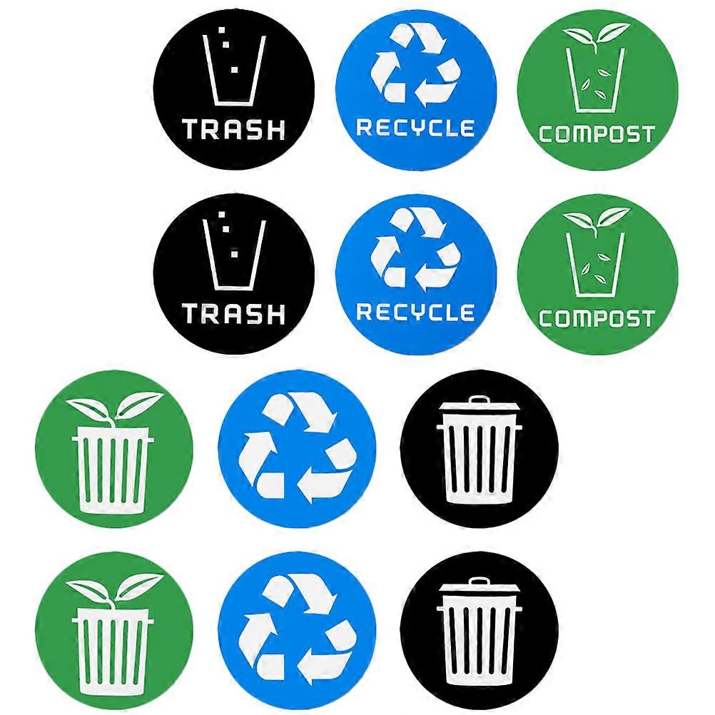 Rubbish Bin Sticker Trash Bins 10x10cm Garbage Sorting 12Pcs