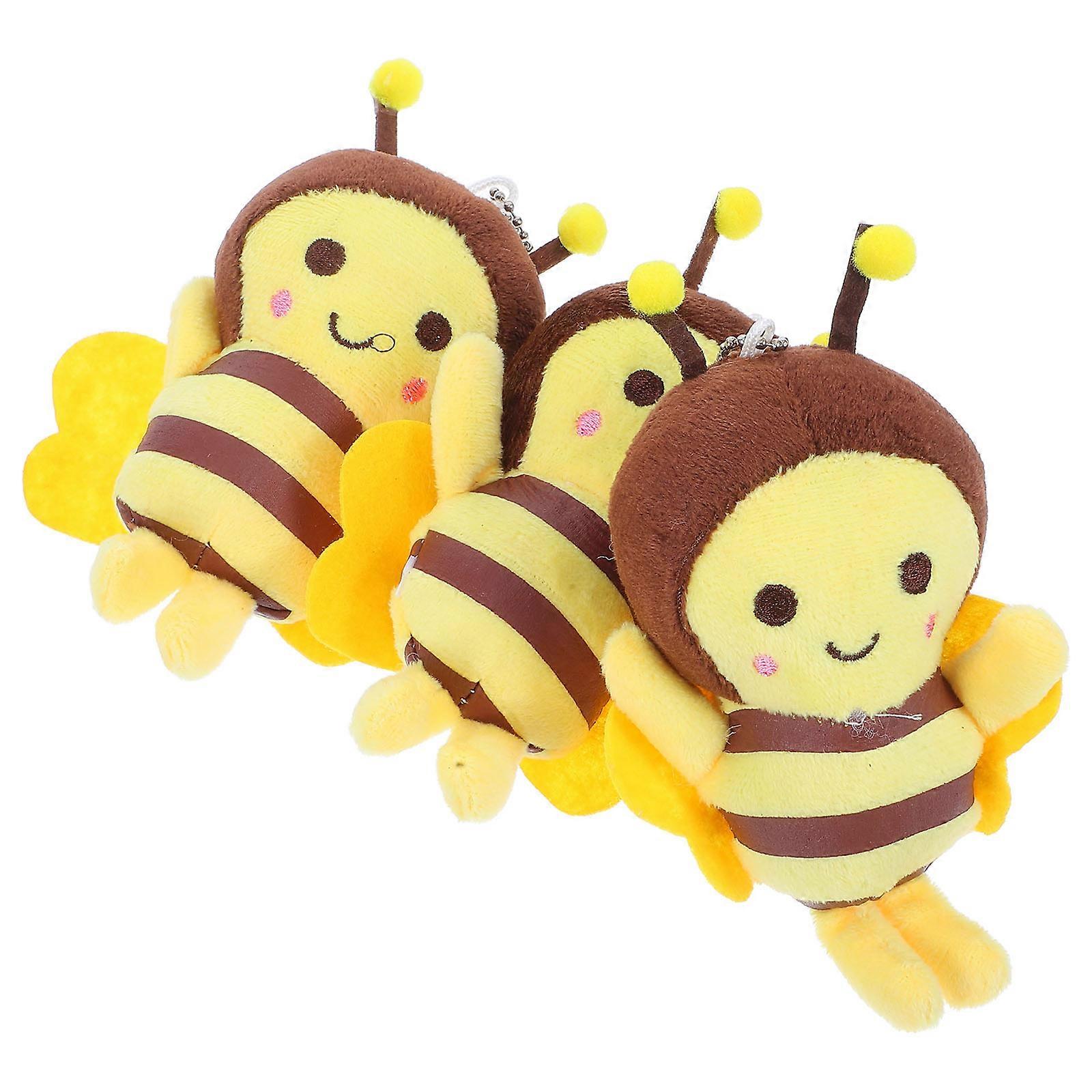 3 adet Peluş Arı Anahtarlıklar Çantalar, Sırt Çantaları, Bagajlar için Sevimli Asılı Kolyeler - Her Yaş İçin Sevimli Yumuşak Dokunuşlu Dekor