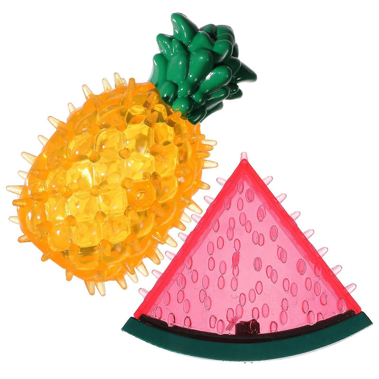 2pcs Pet Teether Cooling Chew Toy Freezable Fruit Shaped Teething Toy for Puppies