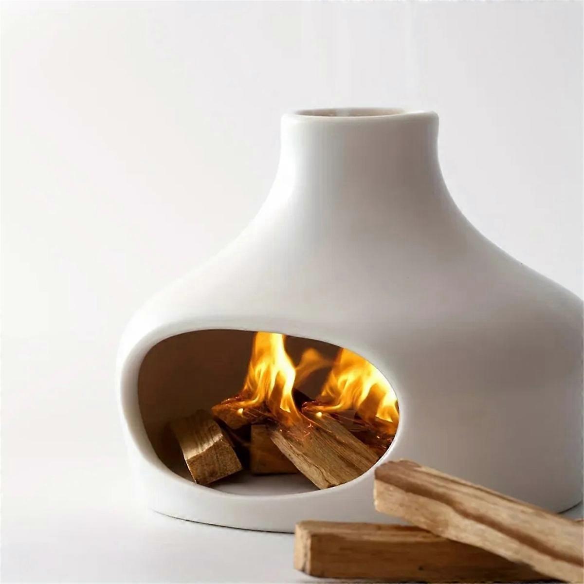 Elegant Ceramic Burner with Chimney White