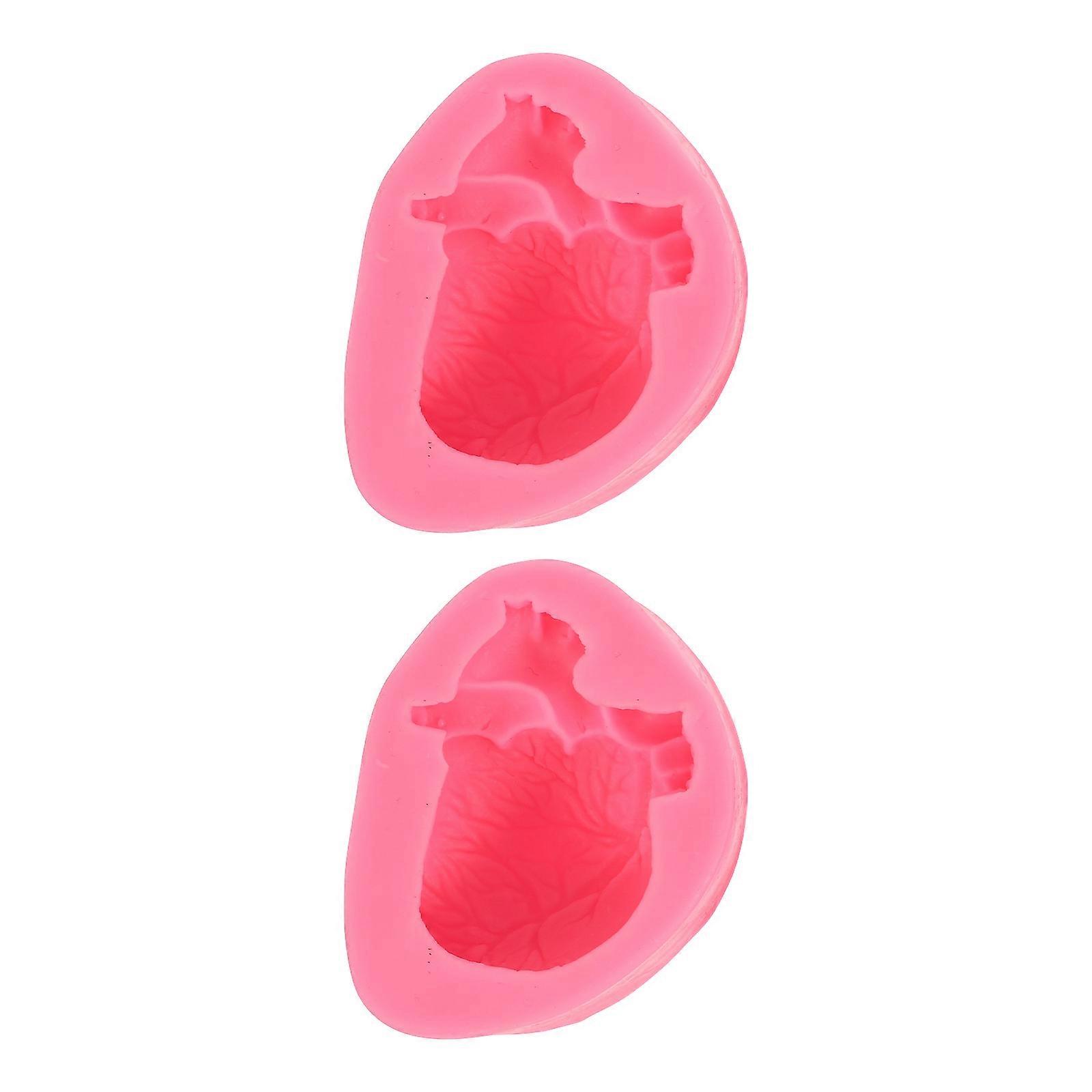 Halloween Heart Shaped Silicone Molds Pink Baking Tools 2Pcs
