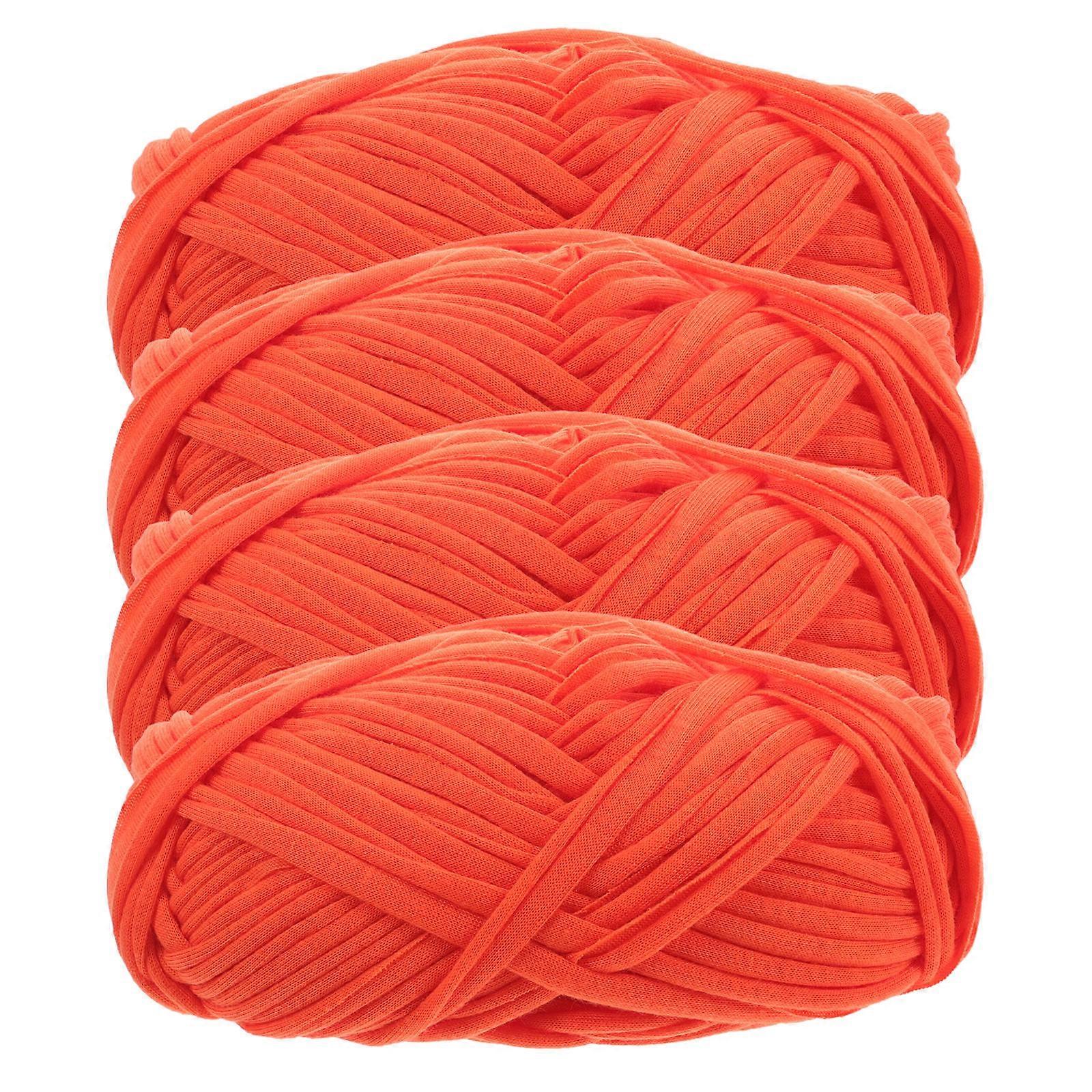 Crocheting Yarn For Crafting 4 Rolls Orange Cotton Fiber Hand Weaving Children