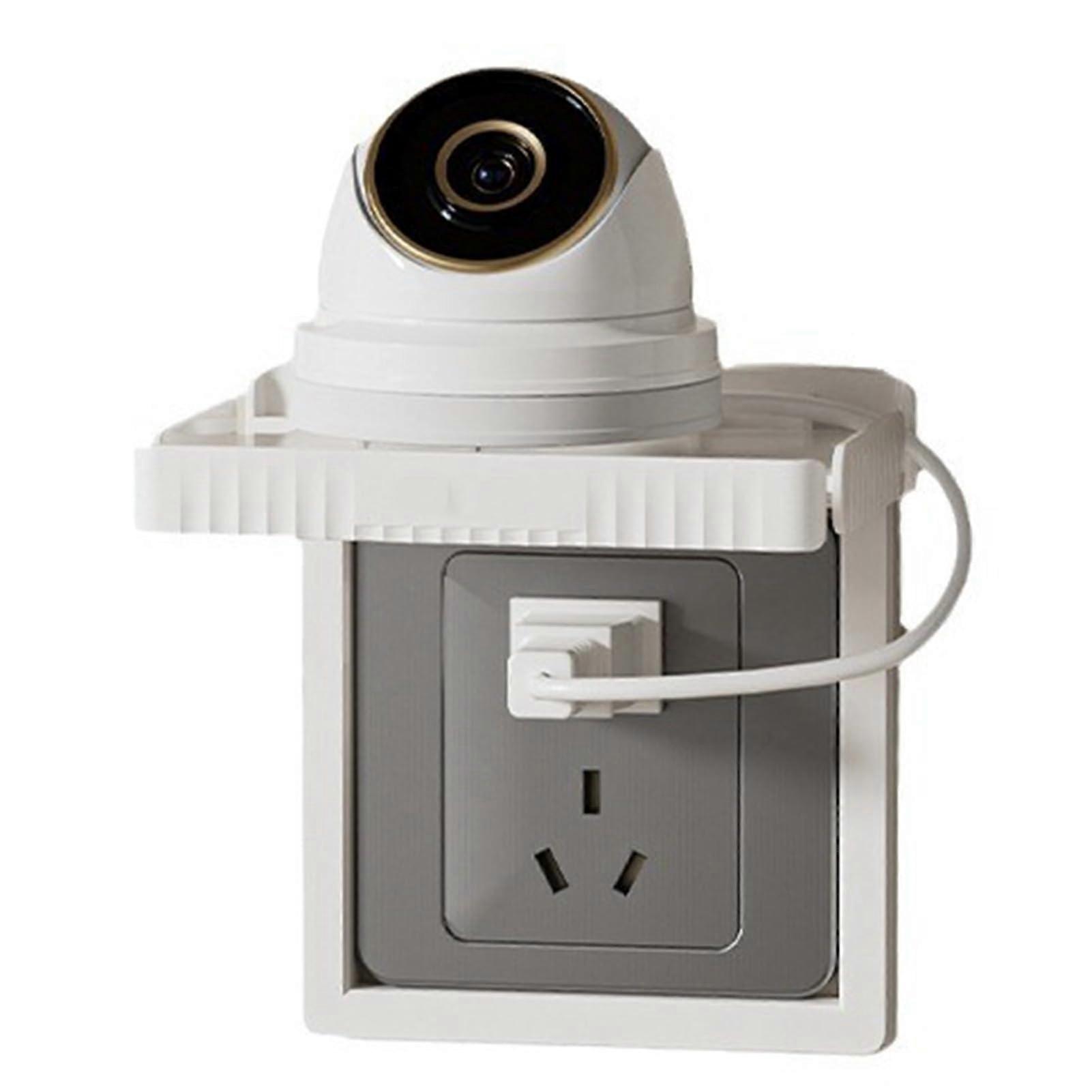 Wall Outlet Shelf - Strong Plastic Storage for Devices and Accessories, Compact Design in White