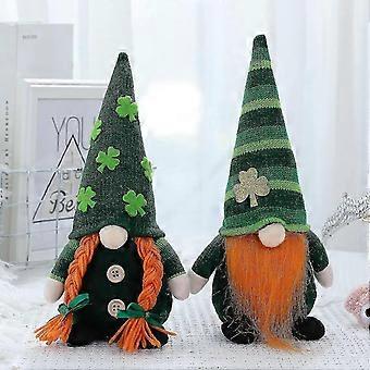 2kpl St. Patricks Day Gnome Handmade Gnome Faceless Plush Doll, St Patricks Day -lahjat hänelle St Patricks Day Decor kotiin ja puutarhaan (st Patric