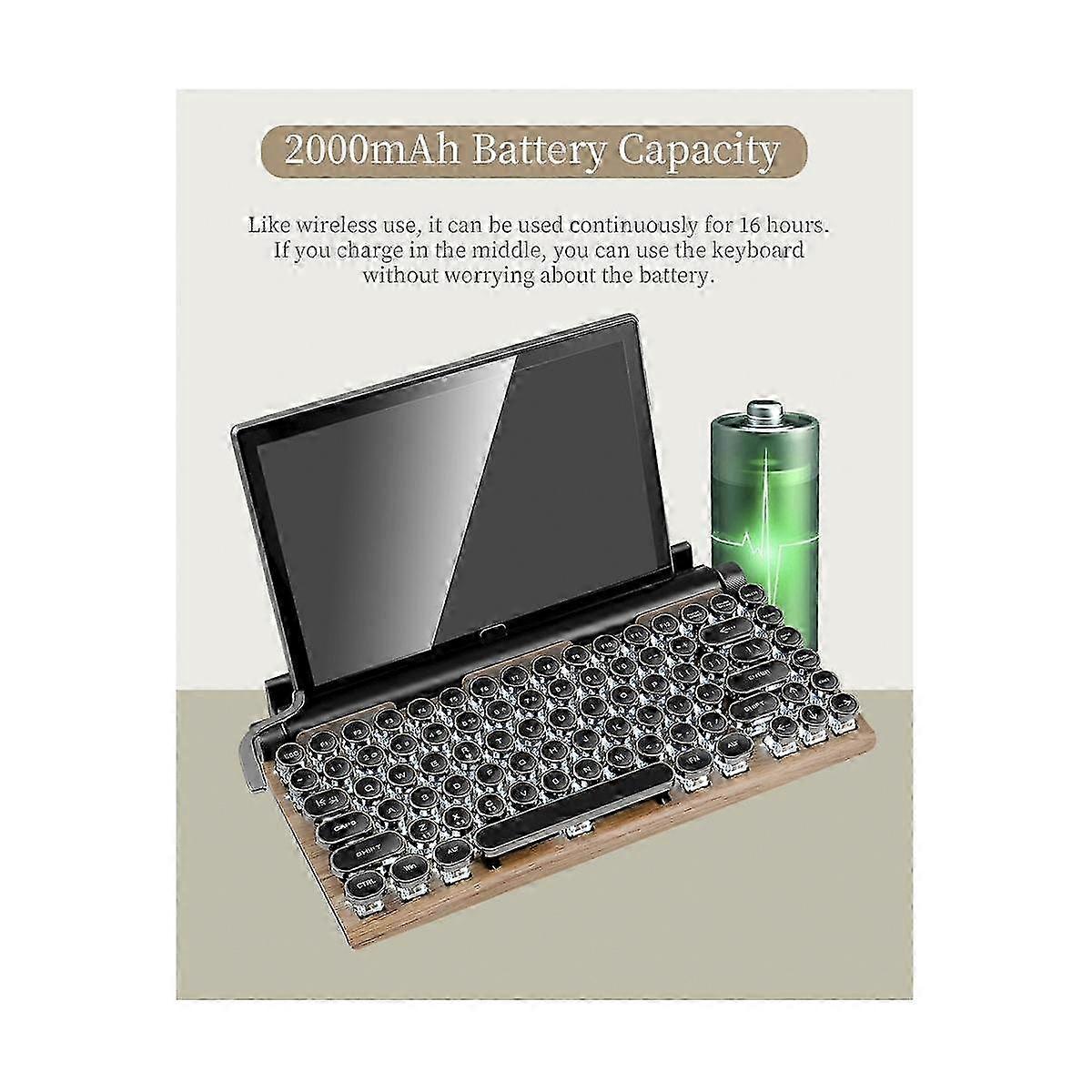 83 Keys Gaming Keyboards Retro Typewriter Wireless Bluetooth USB Mechanical Punk Keyboard