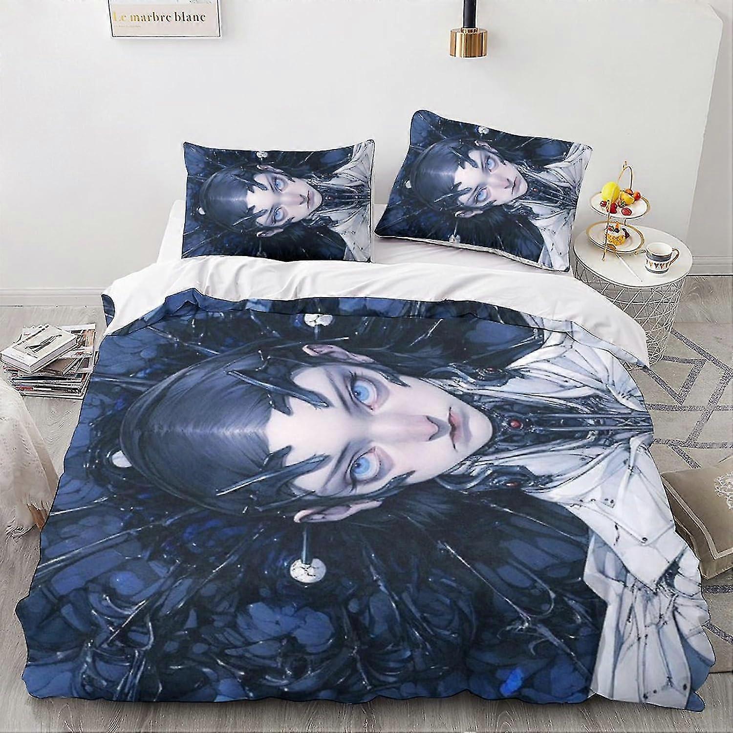 Anime-thema dekbedovertrekset, 3D Fantasy beddengoedset met microvezel kussenslopen en ritssluiting, King Size