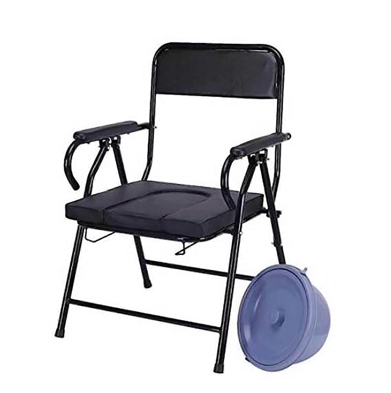 Commode Folding Bedside Chair, Portable 3in1 Toilet Bath Shower Seat for Adults with Disabilities, Elderly, Lightweight with Bucket/Lid/Splash Guard