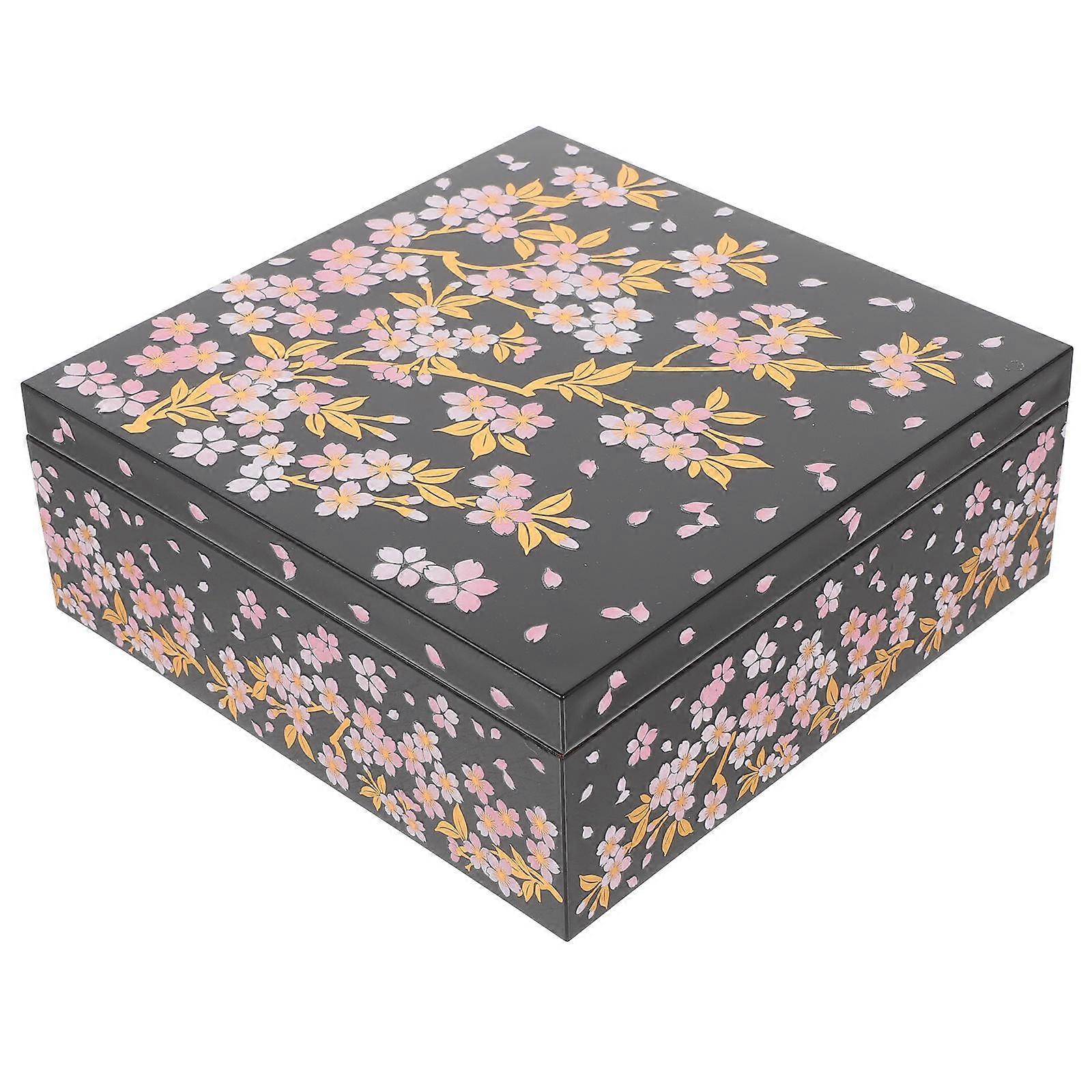 Layered Lunch Container Rectangular Various Occasions Decoration Black 15.00X15.00X6.00CM 1Pcs