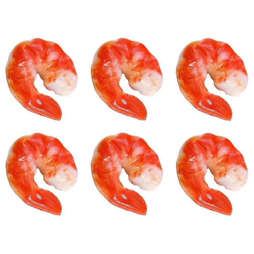 6Pcs Simulation Shrimp Meat Model Creative Shrimp Shaped Decor Shrimp Cognitive Model