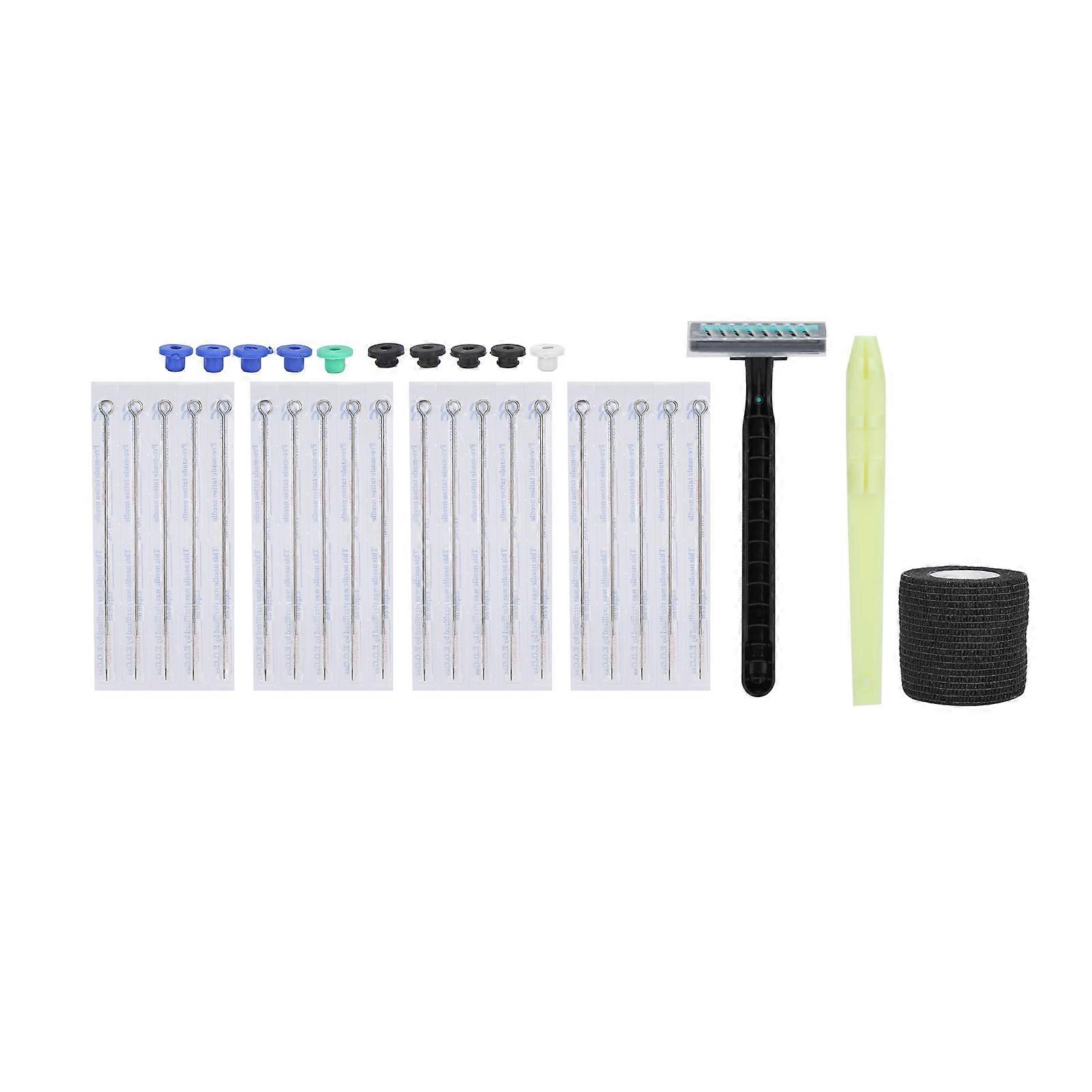 ערכת קעקועים מקצועית קעקוע תרגול מחט עט צבע לולאה תחבושת סכין גילוח סט כלים