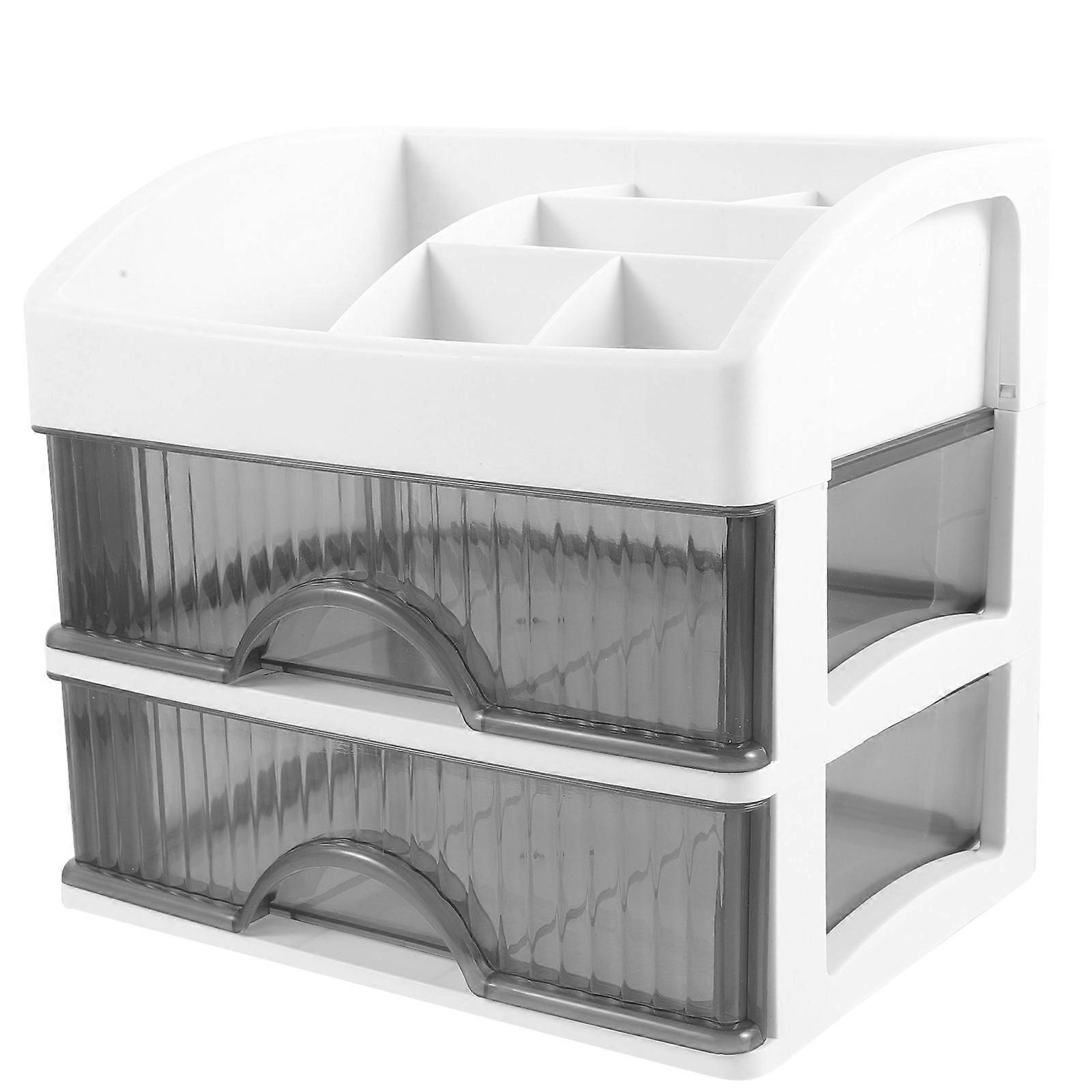 Table Organizer For Desk Multi Layer Drawer Cosmetic Storage Makeup Vanity Plastic 1Set
