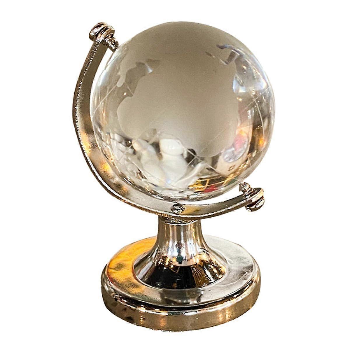 Crystal Ball Paperweight Antique World Map Mini Office Decor Glass