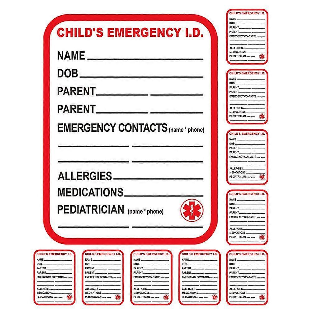 10pcs Medical Information Sticker For Car Seat Easy To See Lists And Medications Emergency For Stroller Backpack Diaper Bag School Trips