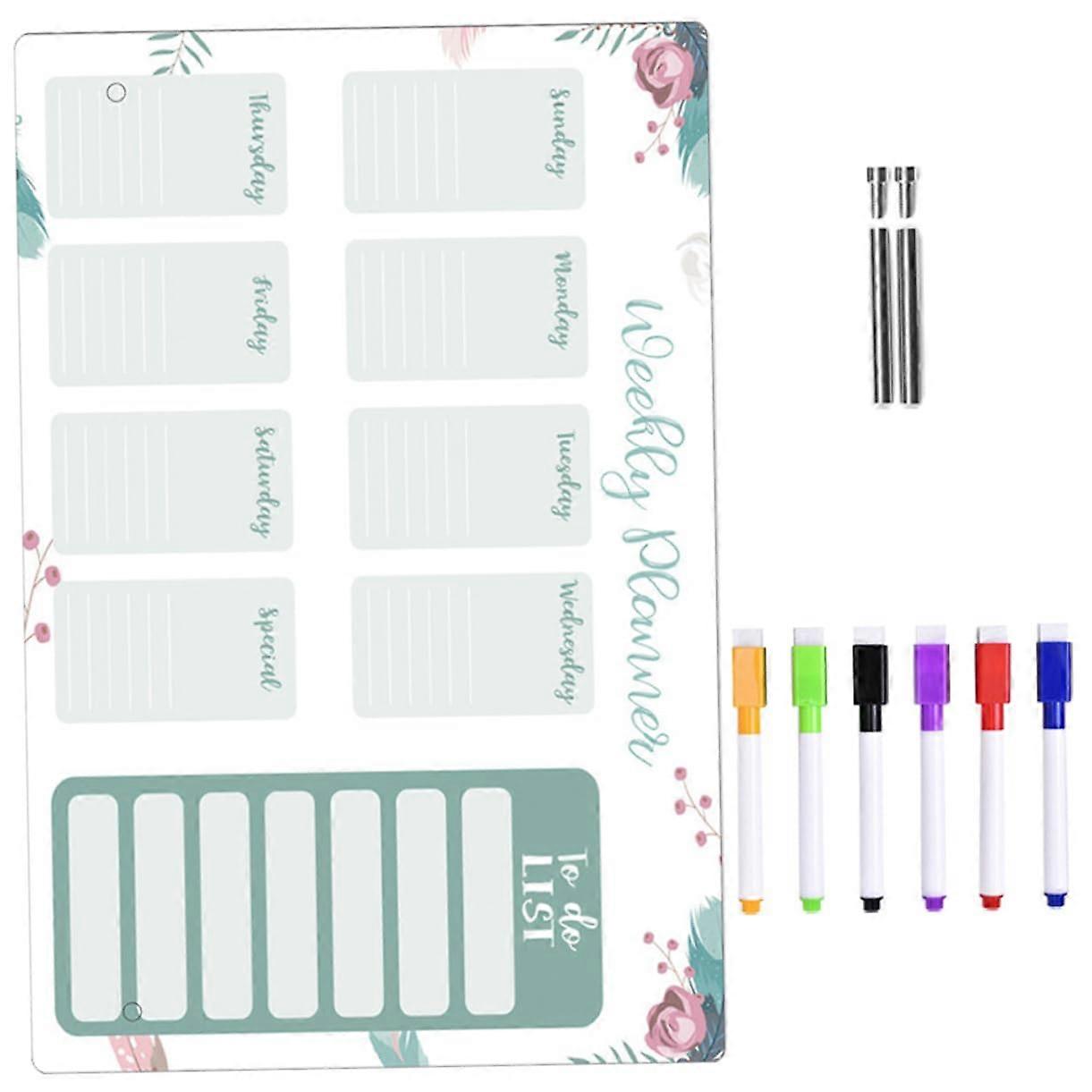 1Satz Transparent Acrylic Planning Board Writable ToDo List Board Erasable for Office and Home Includes Push Pins and Whiteboard Markers