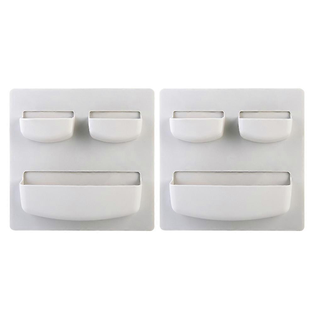 Bathroom Wall Shelves Storage Rack Organizer For Kitchen Bedroom Light Grey 21.5 X 21.5 X 3.52 Cm Multifunction Decrease Clutter 2Pcs