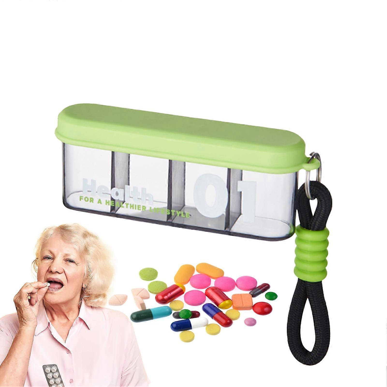 Pill Box Organizer, Tablet Dispenser Storage Box MultiCompartment Medication Box for Daily Use, Work, Travel, Camping, Green Ref: 4201