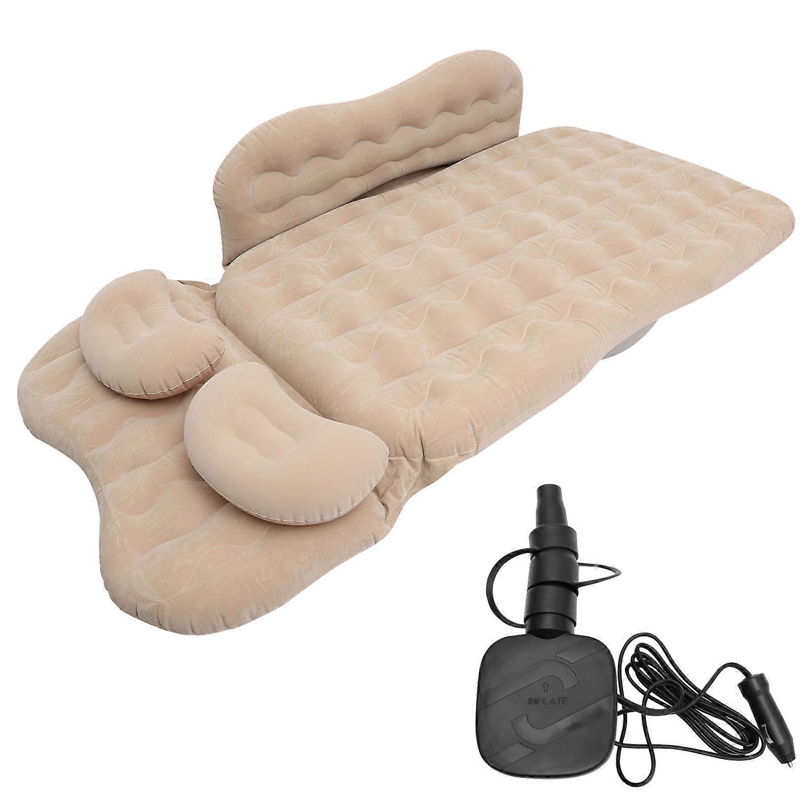 Car Mattress Inflatable Bed Back Seat Installation 135X88cm Beige Travelers Sleeping Pad 1Set